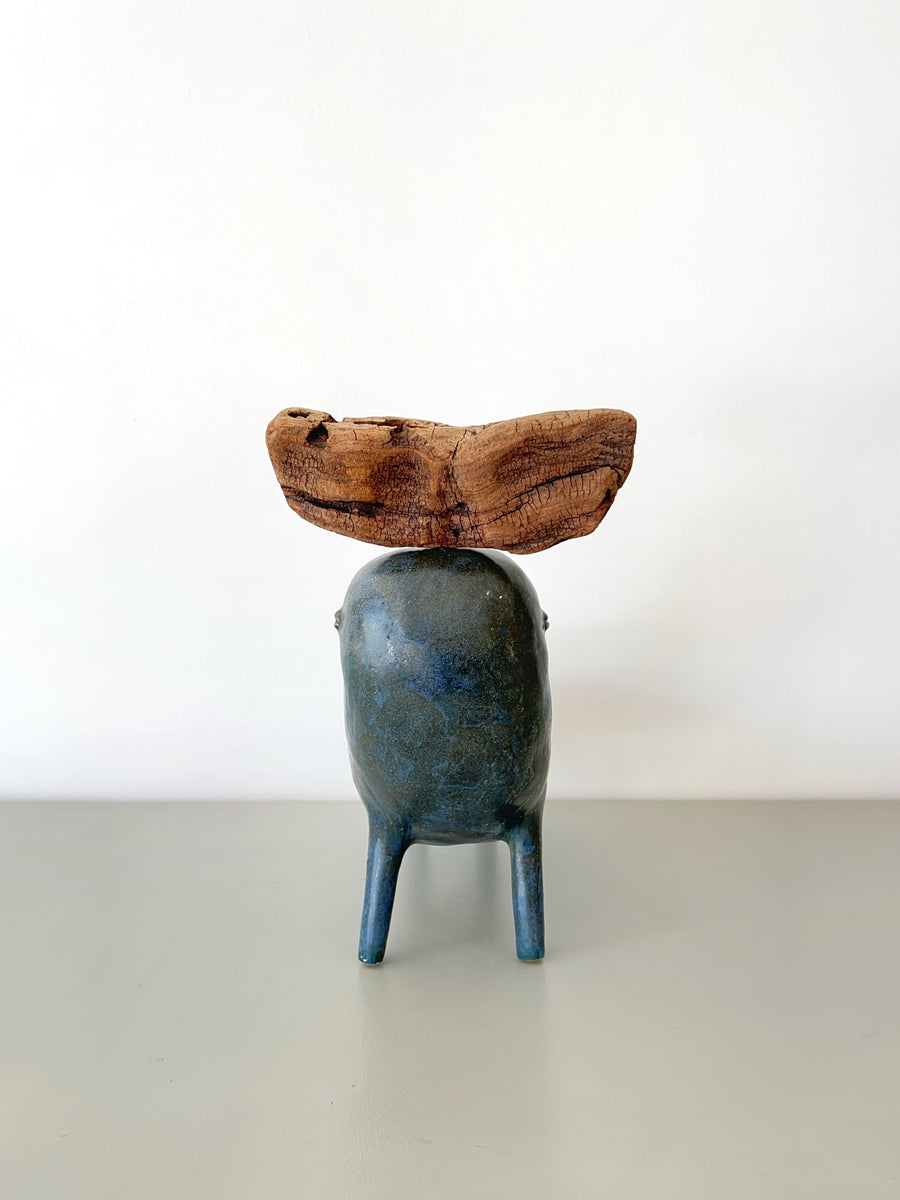 Large Blue/Green with Wood