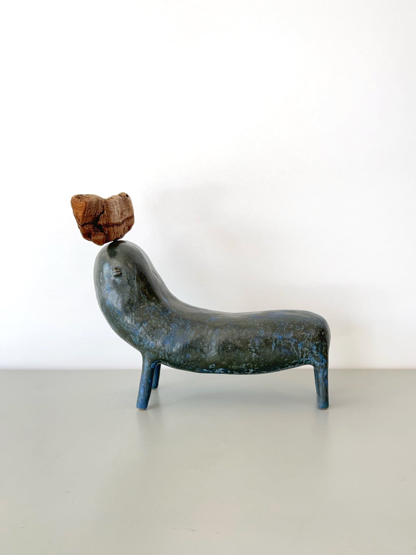 Large Blue/Green with Wood
