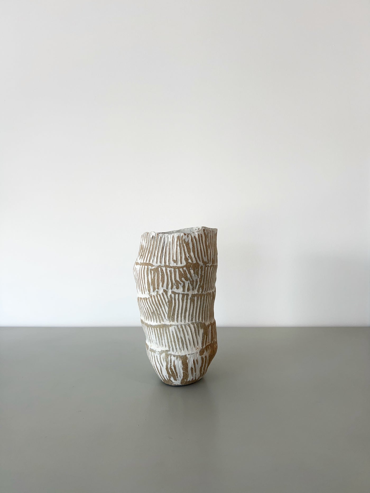 White Banded Stripes Vase