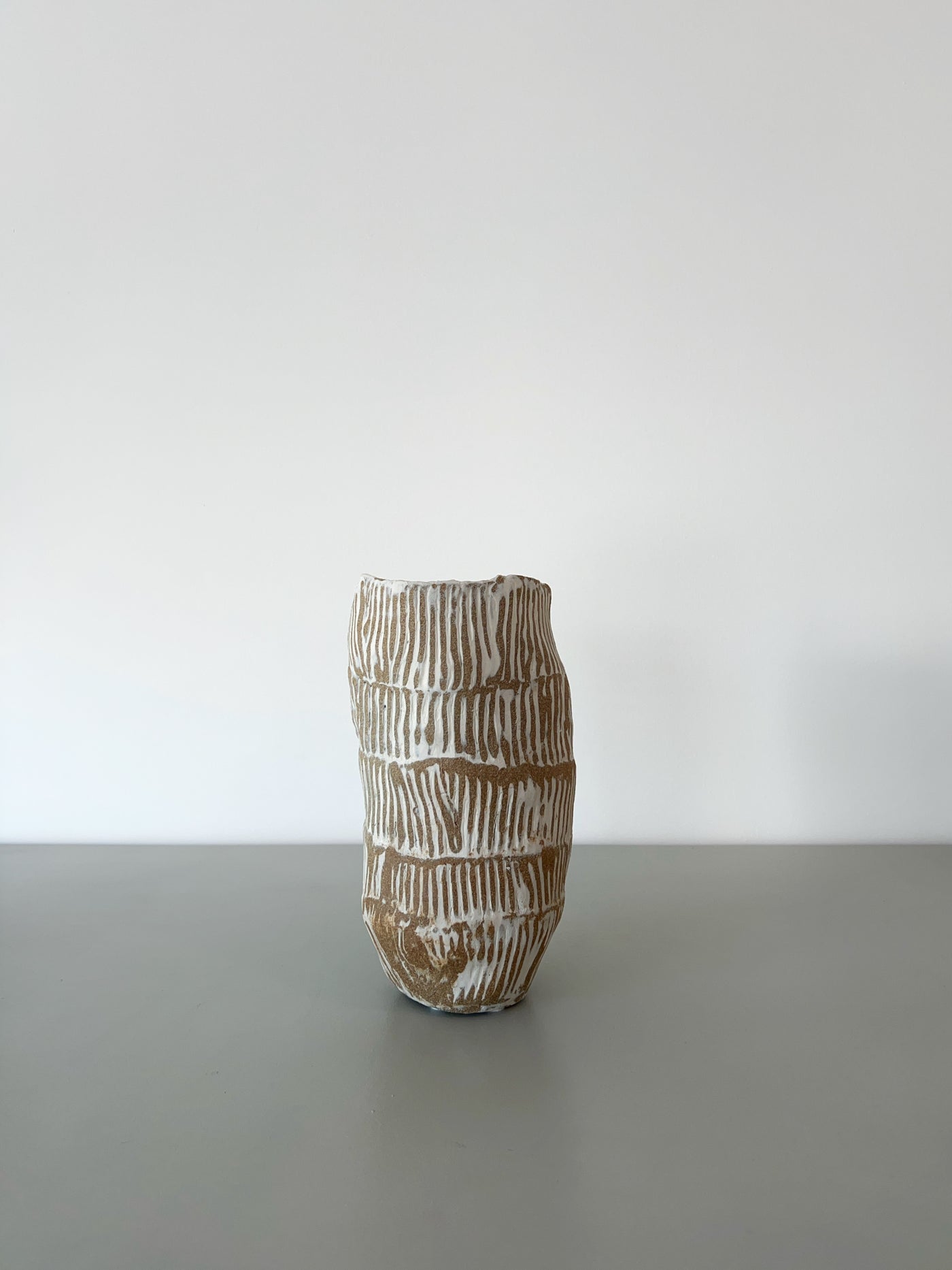 White Banded Stripes Vase