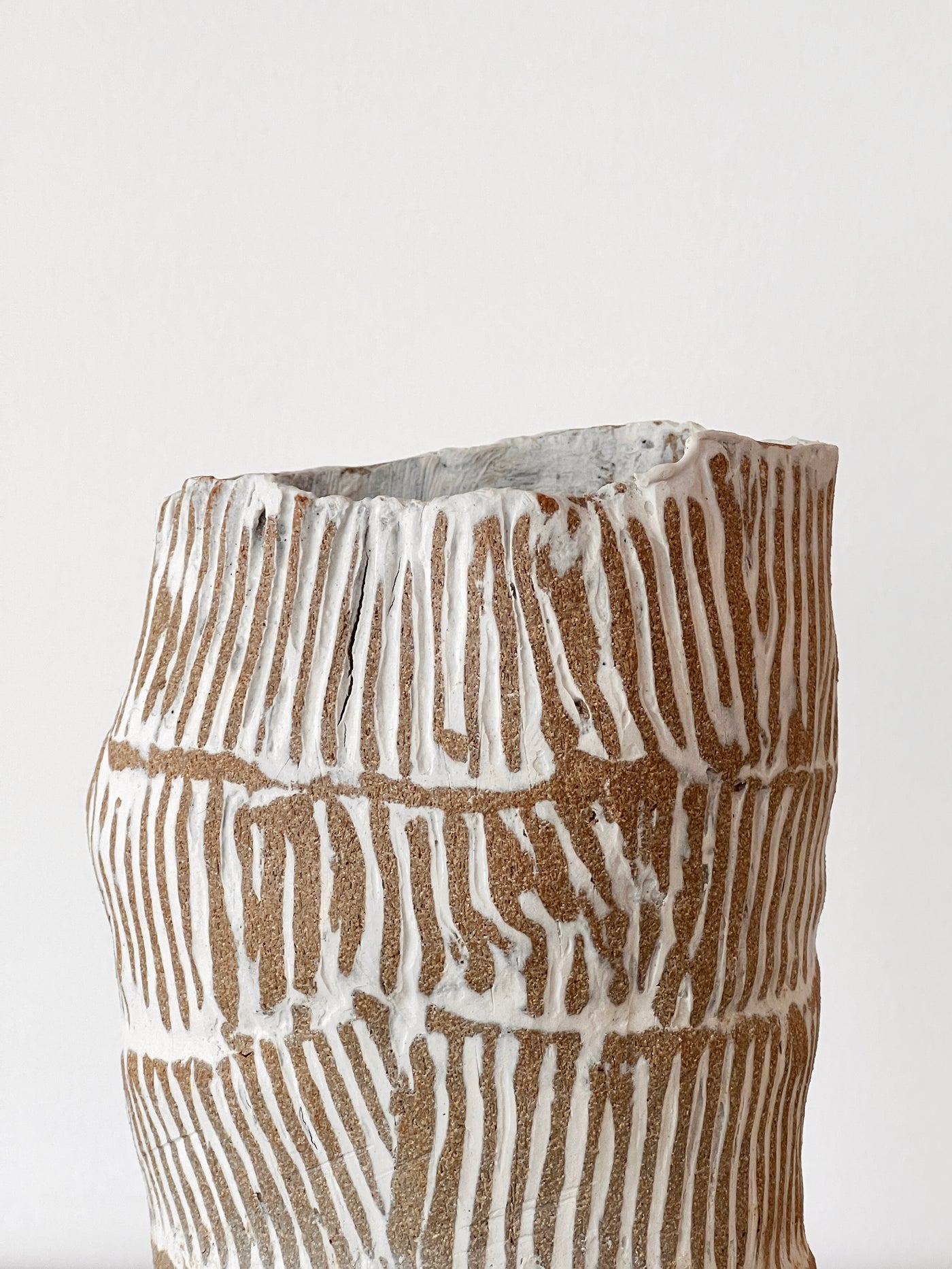 White Banded Stripes Vase